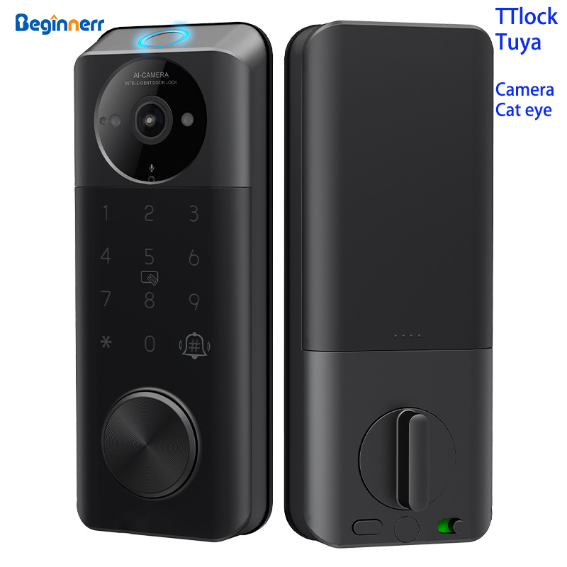 Letter Opener Brass - IP65防水カメラ付きインターホン スマートデッドボルトドアロック TTlock Tuya WiFi 指紋認証